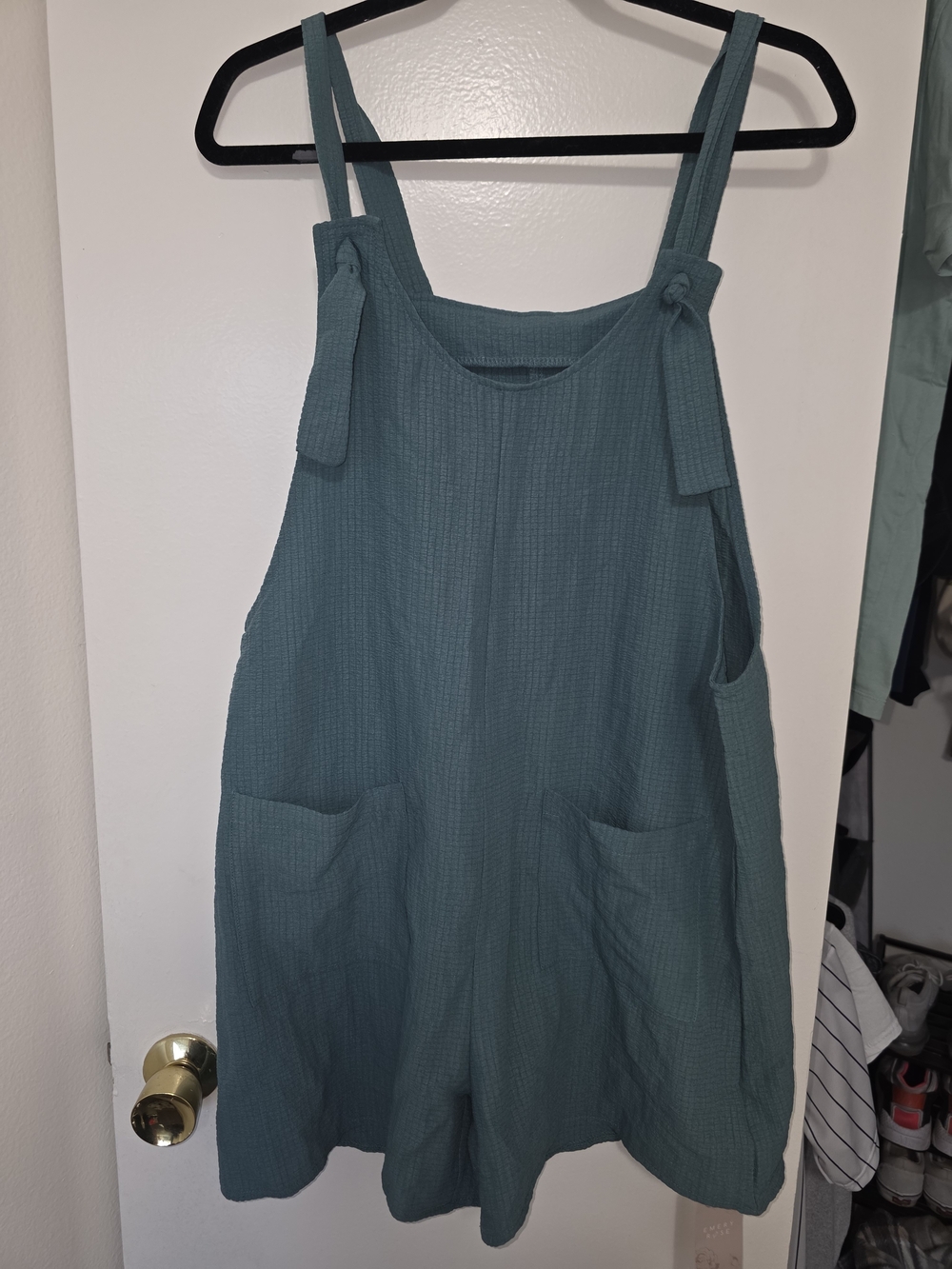 Emery Rose Teal Gauze Tie-Shoulder Romper Size Large